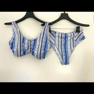 Cupshe Blue Aztec High Waisted Bikini